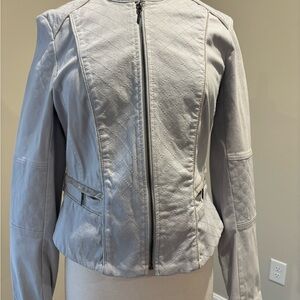 White House Black Market Light Gray Bomber Jacket